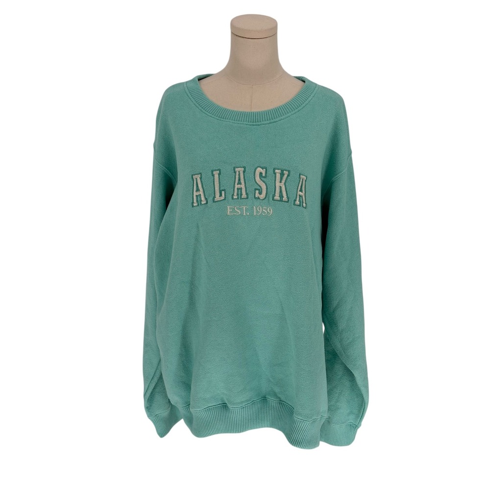 ESY Surf Co Alaska Est 1959 Sweatshirt Pullover Mint Green 2XL